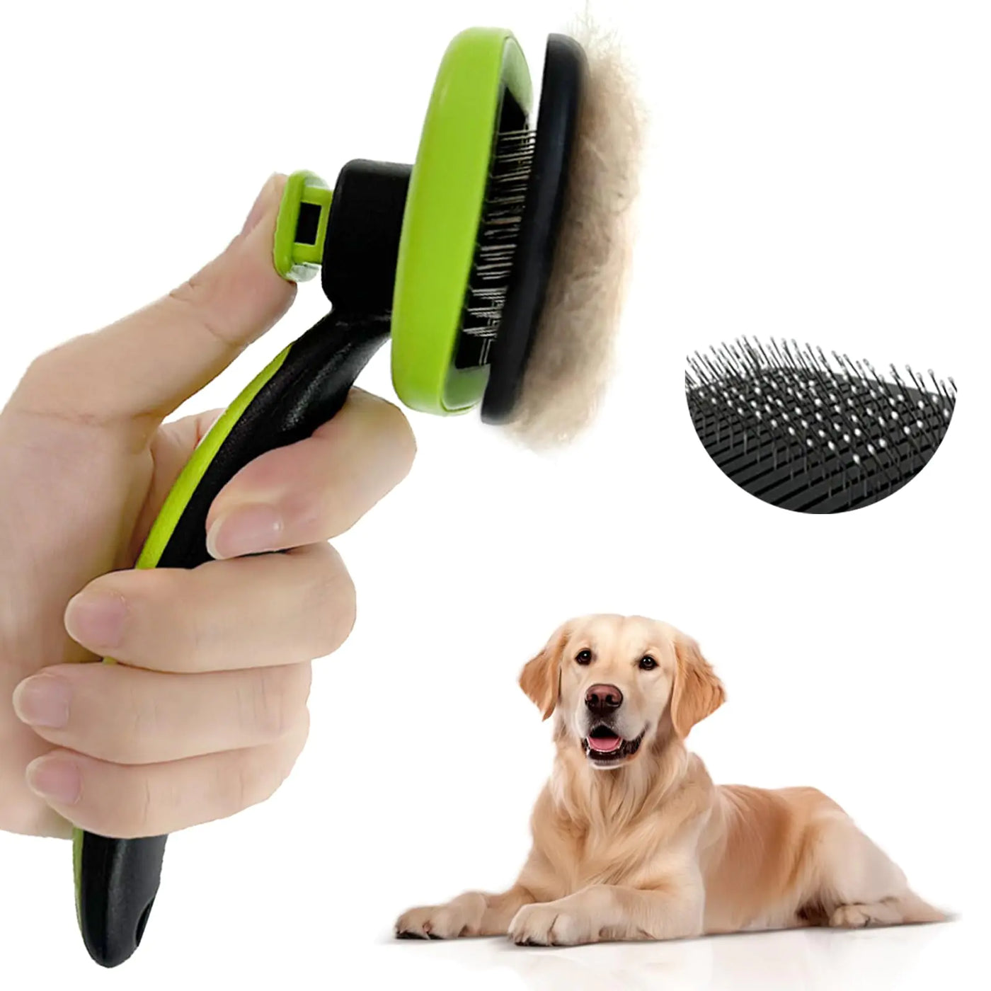 Flybbwl Self Cleaning Brush for Dog: Cat Slicker Brush with Release Button