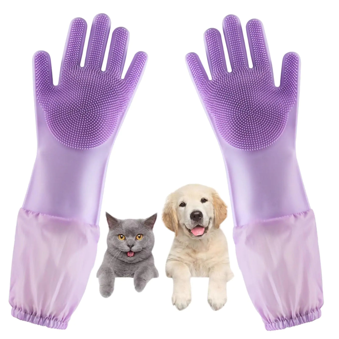 Pet Grooming Gloves with Soft Brushes Bathing and Massaging for Dogs and Cats