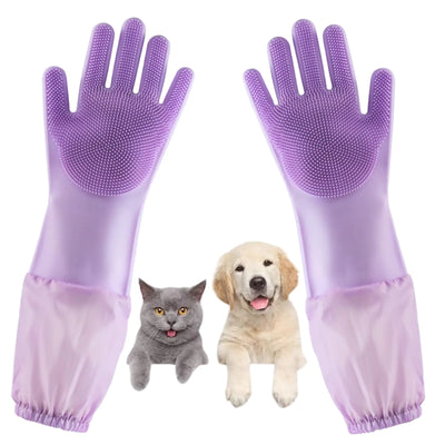 Pet Grooming Gloves with Soft Brushes Bathing and Massaging for Dogs and Cats