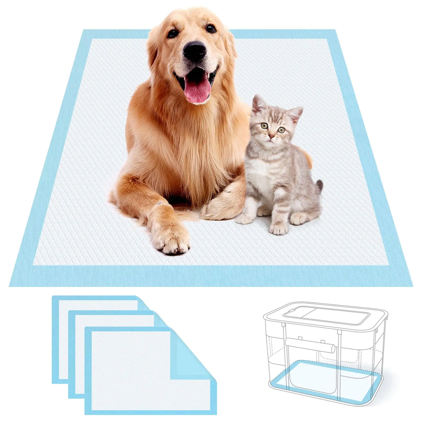 Puppy Pads with Leak-Proof Quick-Dry Design for Square Pet Playpen