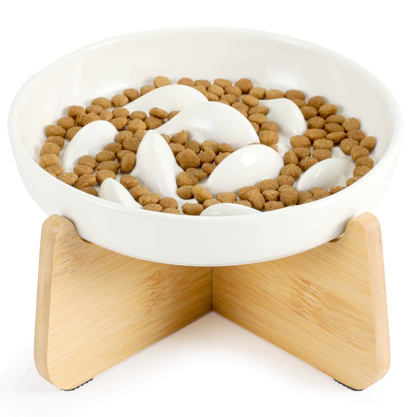 Elevated Ceramic Slow Feed Dish with Stand for Cats and Small Dogs Fish Pool Design